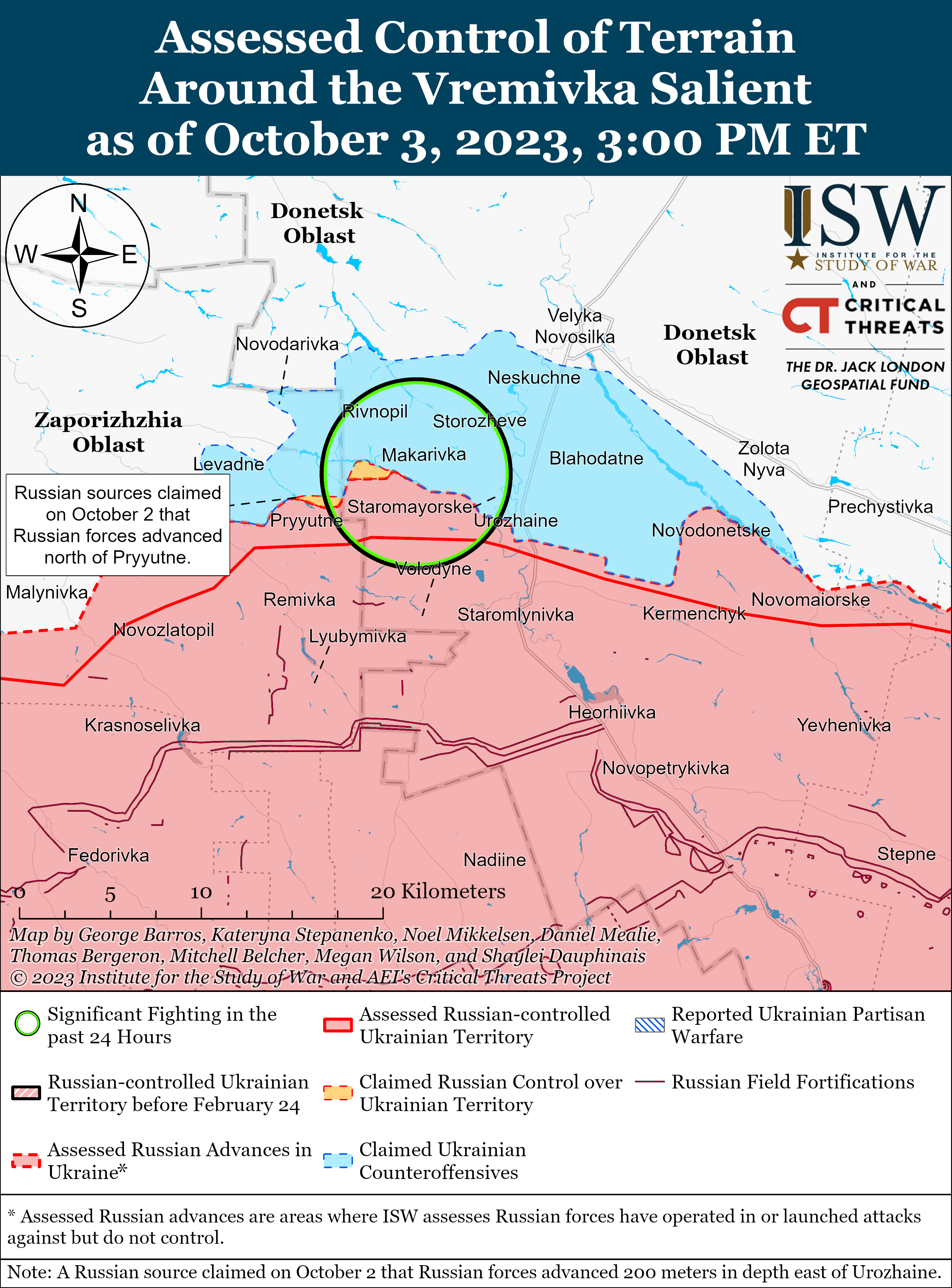 ВСУ продвигаются вблизи Бахмута и отразили атаку россиян возле Вербового: карты боев ISW